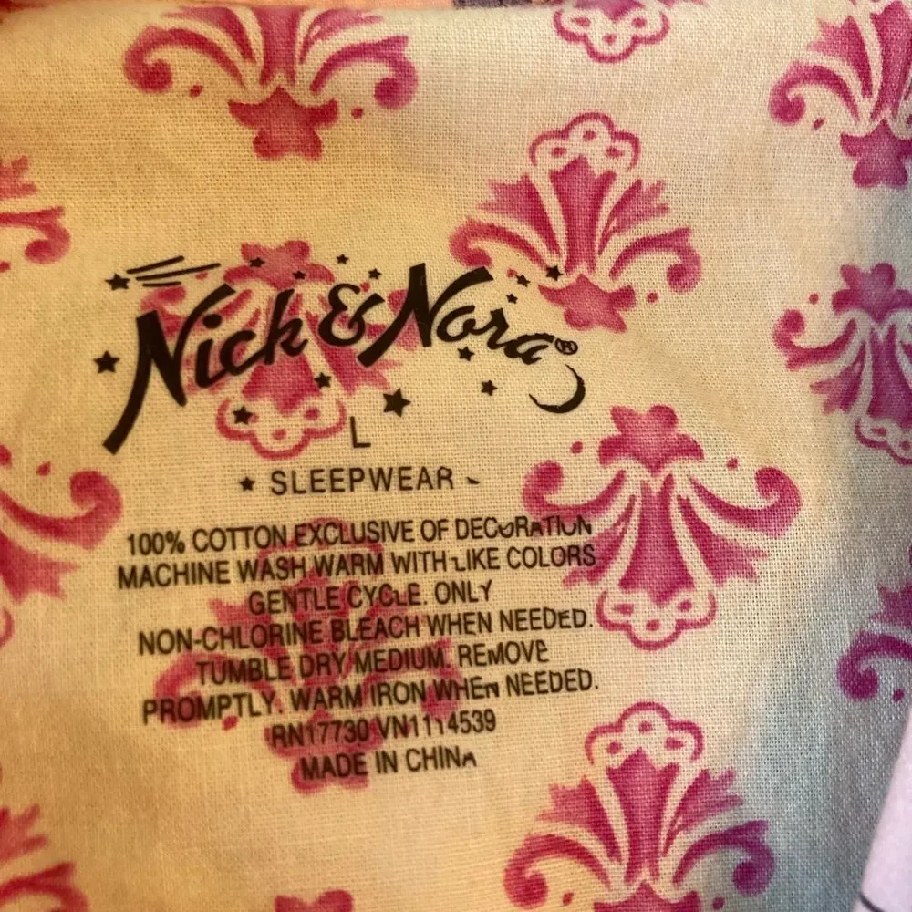Nick & Nora VTG Rare Baroque chair print cotton pj top mint condition